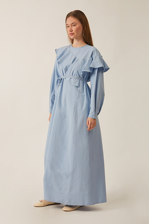 Asymmetrical Flounce Dress Baby Blue