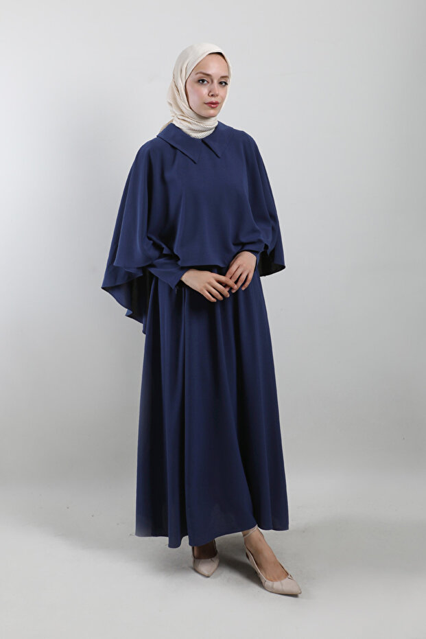 Navy Blue Cloak Dress