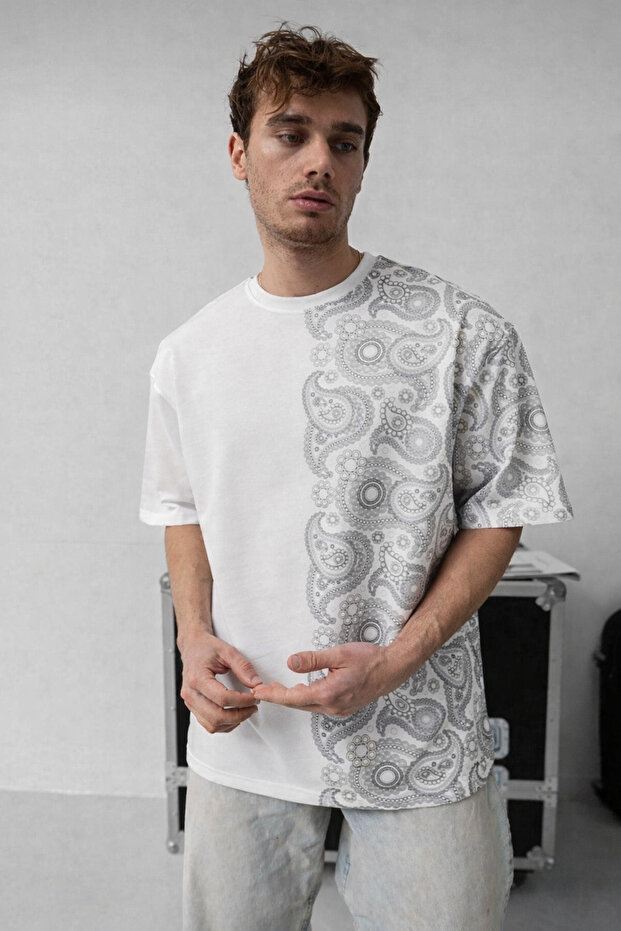 Patterned Unisex Oversize Tshirt - 1