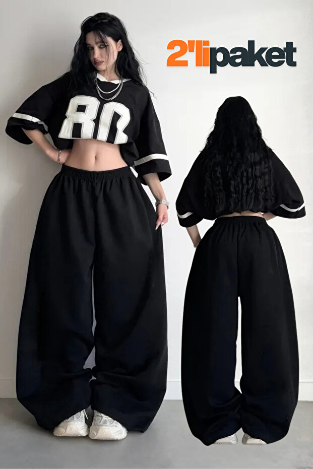 Extra Long Summer Wide-Legged Comfortable Oversize Baggy Sweatpants with Elastic Waist