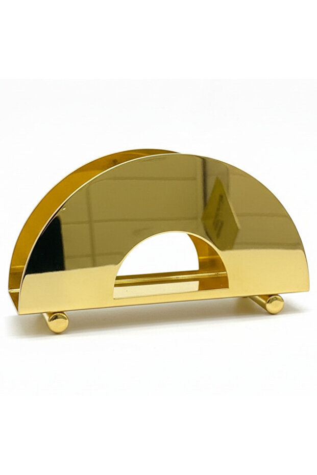 Gold Metal Napkin Holder with Modern Design for Dining Table Organization