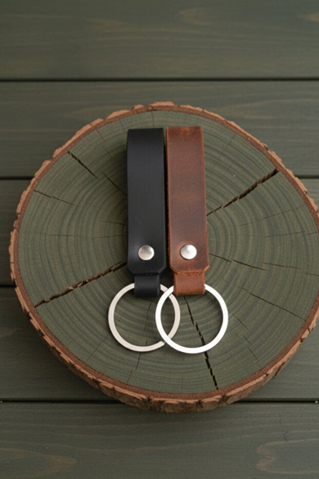 2Pcs Genuine Leather Keychain Fashion Keychain Real Leather Keychain