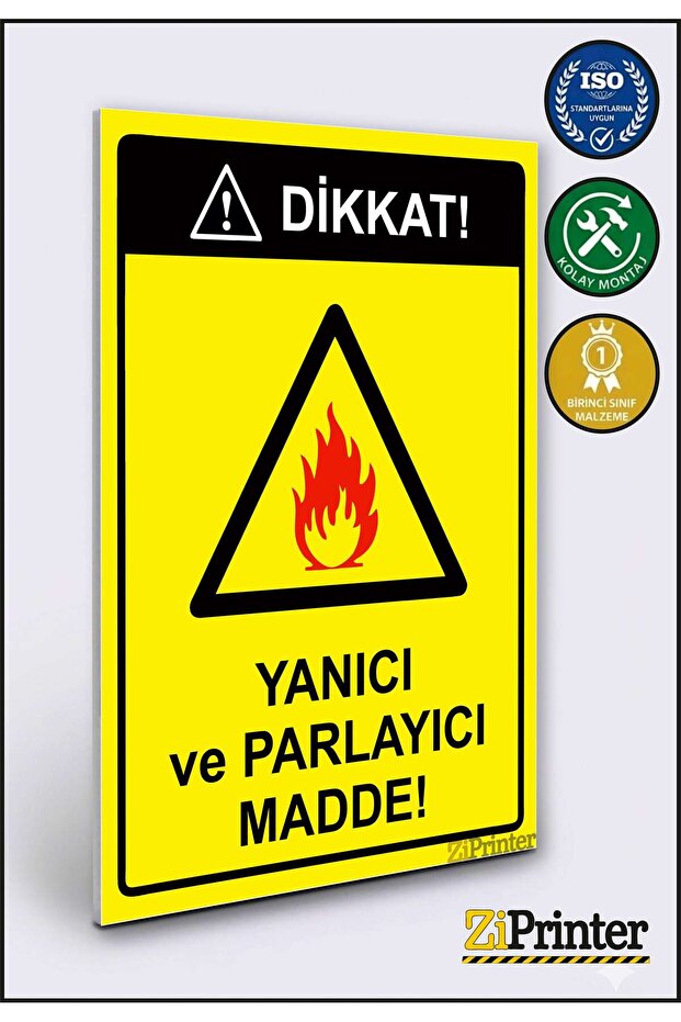Attention! Flammable and Glowing Substance! Isg Warning Sign Dekota 70X100 cm