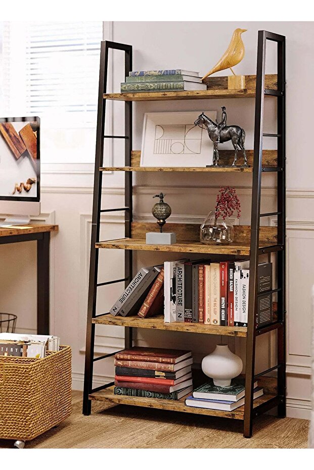 5-Layer Display Bookshelf Storage Unit Ladder Rack