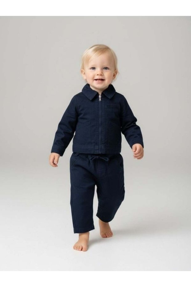 Boy's Zippered Jacket and Pants Two-Piece Set