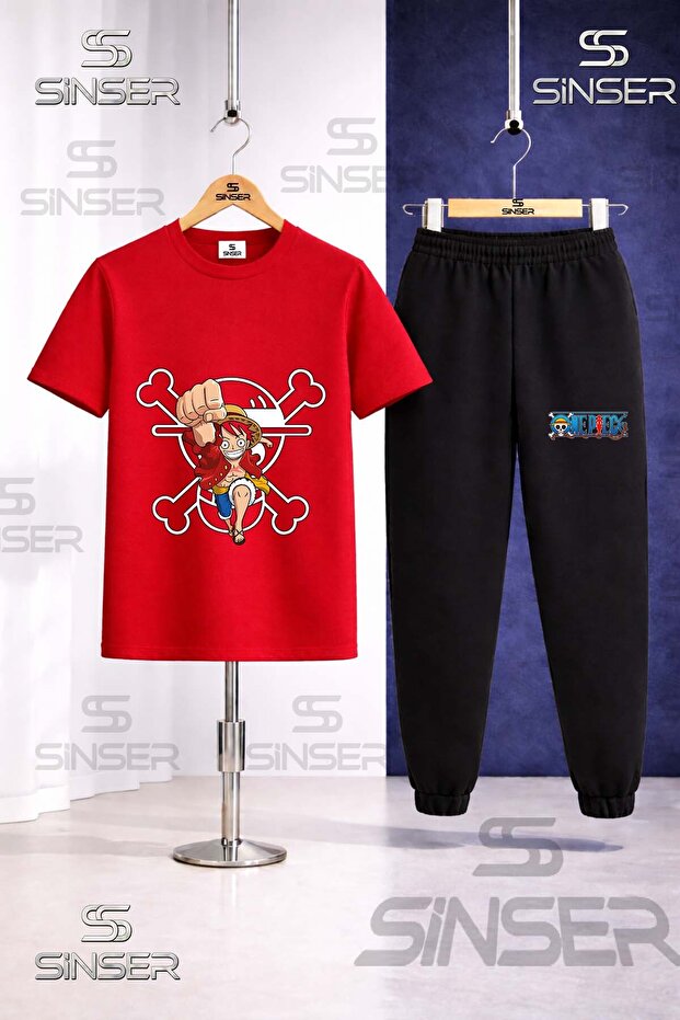 Children's Anime One Piece Carpi Printed T-Shirt Sweatpants Set