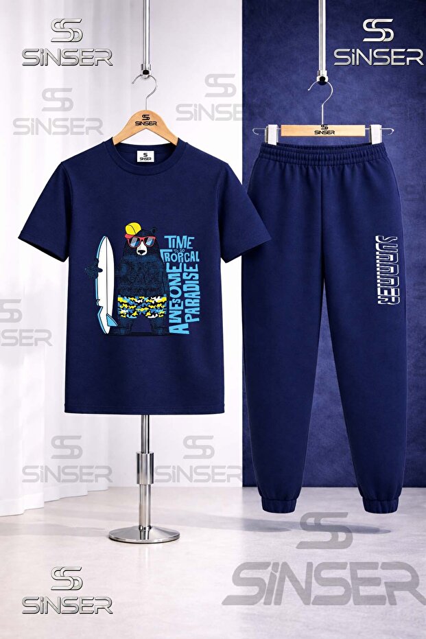Children's Ayicik Syh Surf Sapka Printed T-Shirt Tracksuit Set