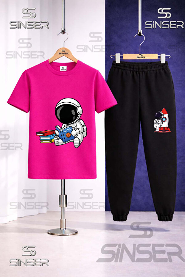 Children's Astronaut Reading Book Printed T-Shirt Sweatpants Set