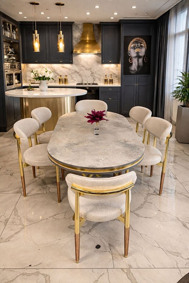 İdeal GOLD LAK YEMEK MASA TAKIMI 6 SANDALYELİ