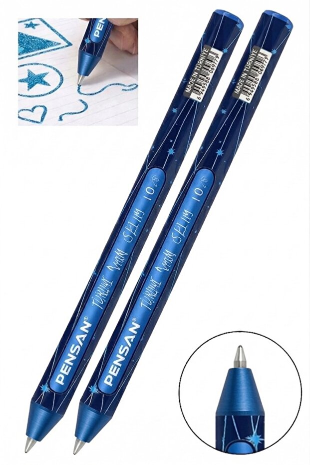 Blue Glitter Ballpoint Pen 2 Pieces Pensan Jely Glitter Pilot Pen Ergonomic Grip Soft Writing Black D