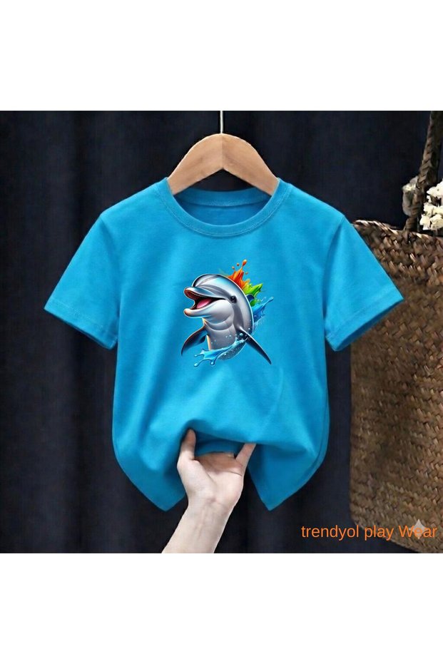Smiling Whale Printed 100% Cotton Crew Neck Kids Unisex T-Shirt 5 6 -7 8-9 10 -11 12 Years Old