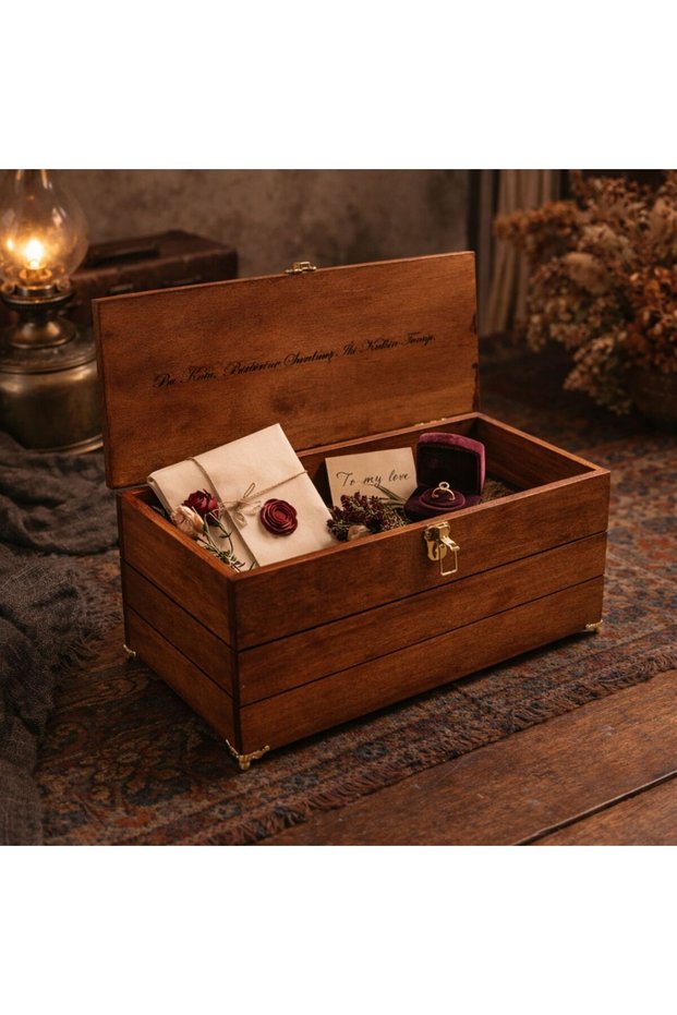 Wooden Chest Box 40X20X20 cm Marine Beech Handmade Dowry Souvenir Gift Box