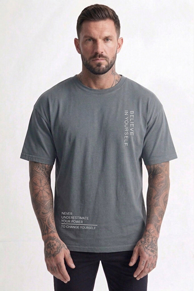 Believe in Yourself Printed Premium Cotton Plus Size Men's Tshirt