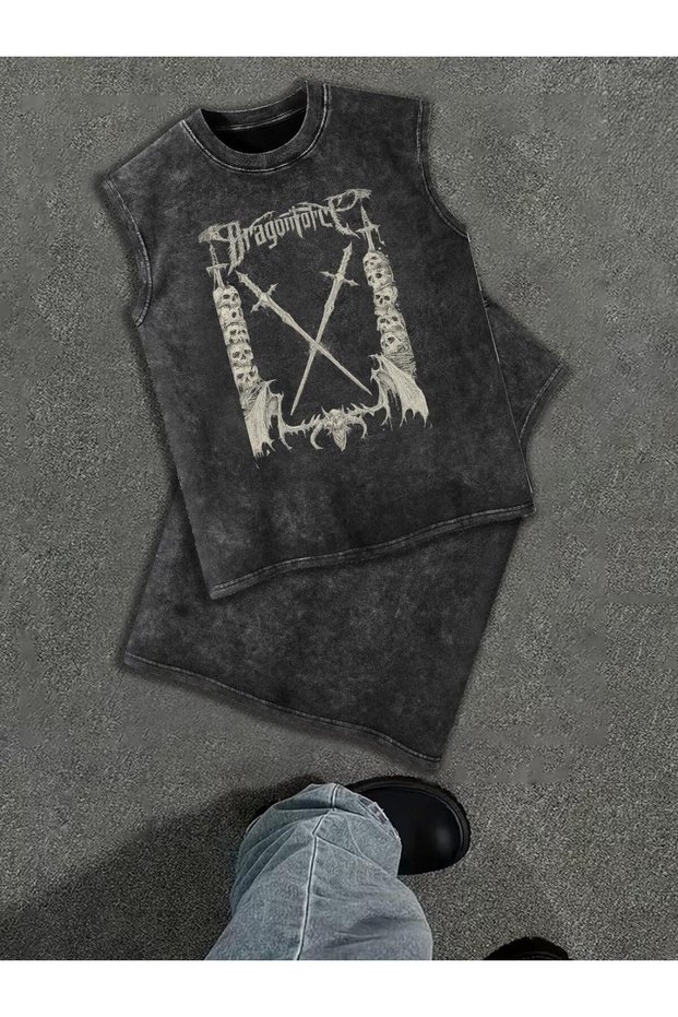 Men's Washable Sleeveless Oversize T-Shirt Printed Streetwear Comfortable Fit Casual Stylish Undershirt