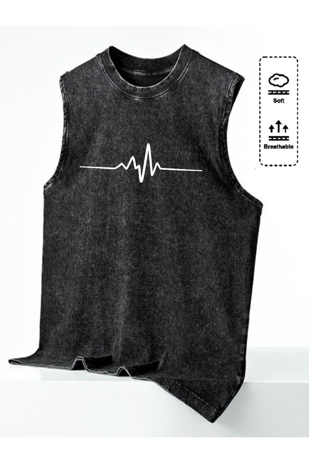 Men's Washable Sleeveless Oversize T-Shirt Printed Streetwear Comfortable Fit Casual Stylish Undershirt