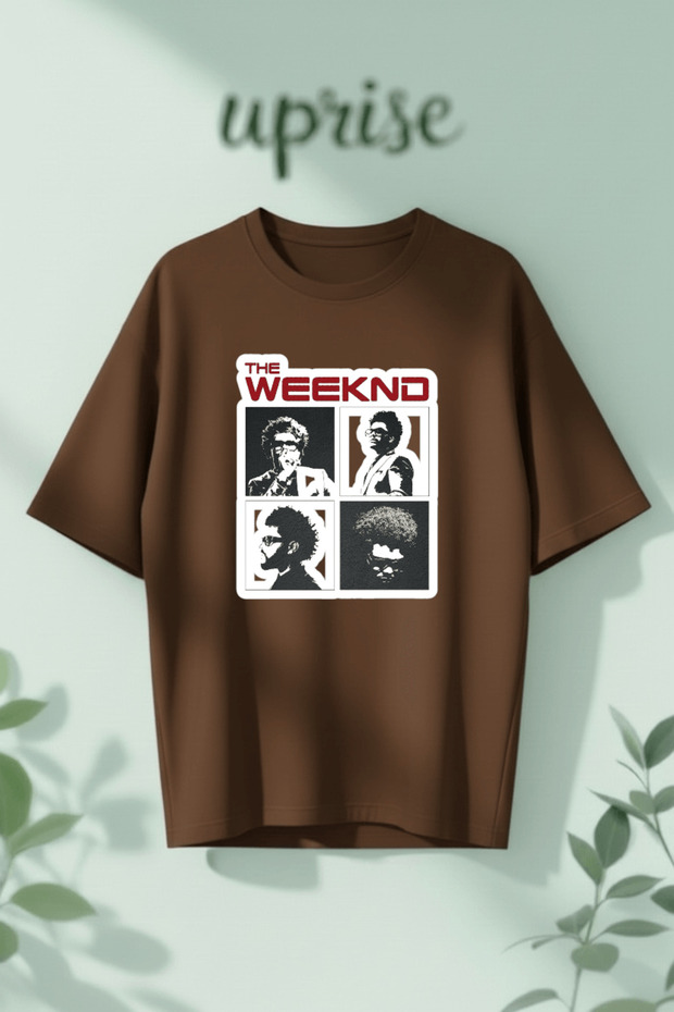 تي شيرت قطني كبير الحجم مطبوع عليه The Weeknd