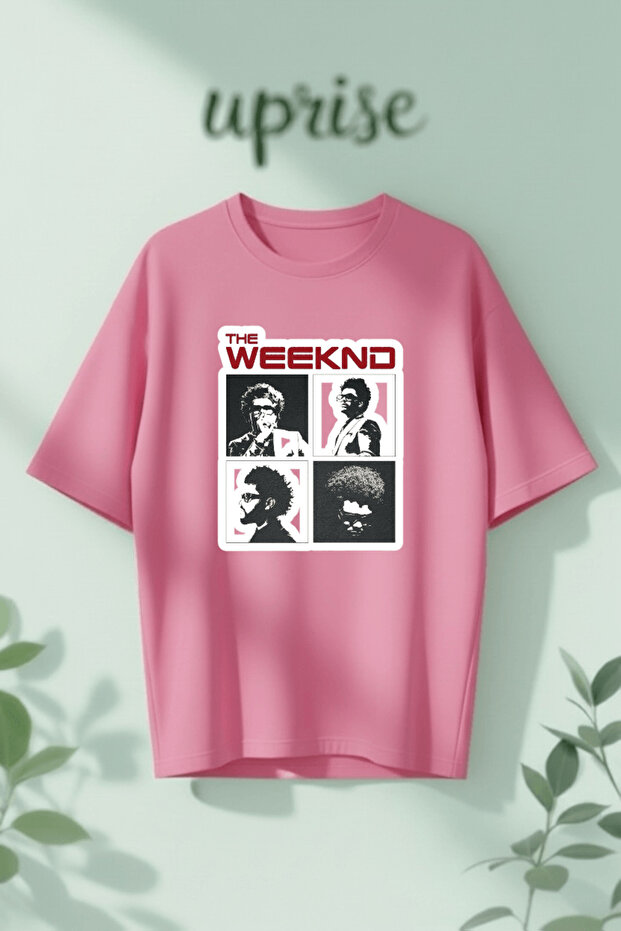 تي شيرت قطني كبير الحجم مطبوع عليه The Weeknd