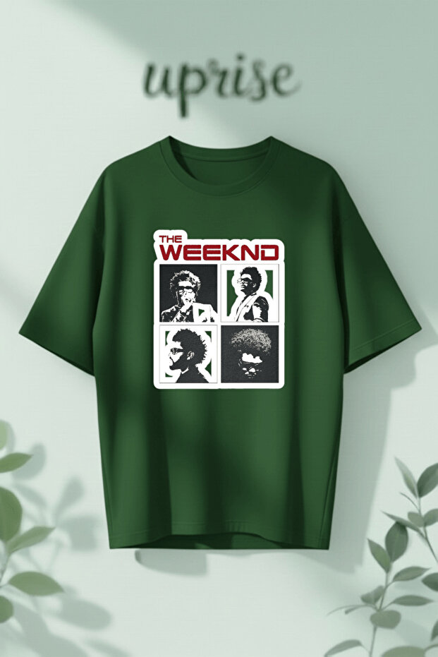 تي شيرت قطني كبير الحجم مطبوع عليه The Weeknd