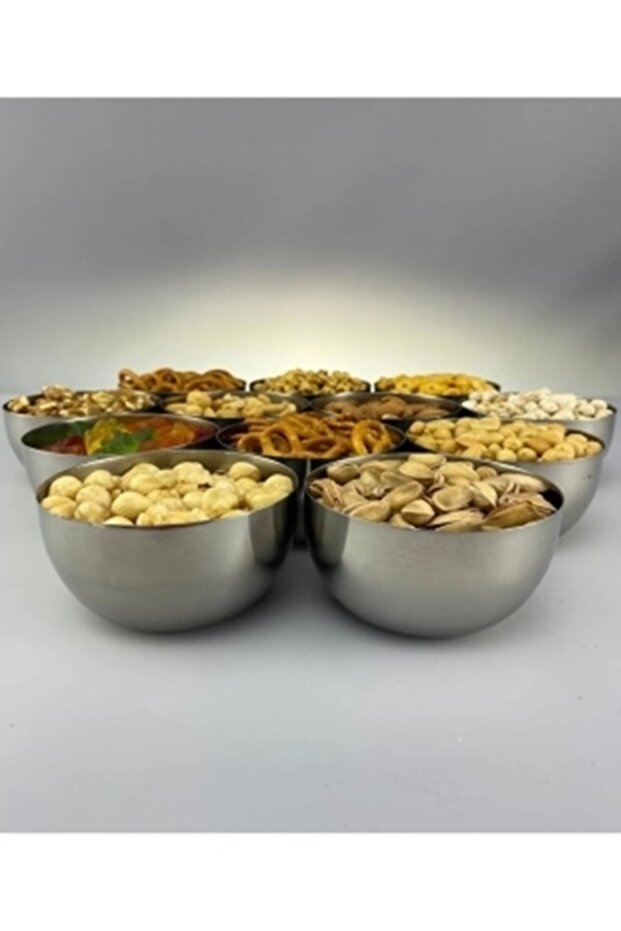12 Pcs Stainless Steel Snack Bowl Nut Bowl Snack Set 8.5 cm Bowl