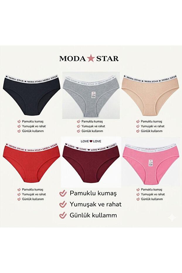 6-Pack Elastic Cotton Panties