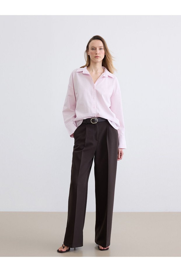 Trendlucky Women's Pleated Fabric Pants with Belt in the Waist