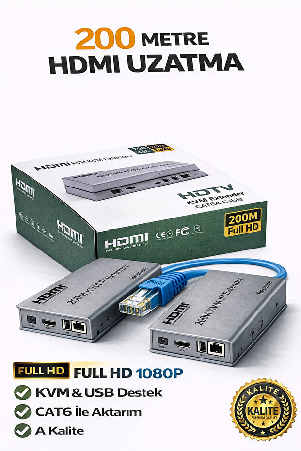200m HDMI Kvm Extender Cat6 Rj45 Extension Device USB Powered Full Hd 1080P