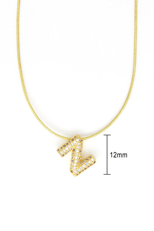 Steel Zircon Stone Z Letter Necklace