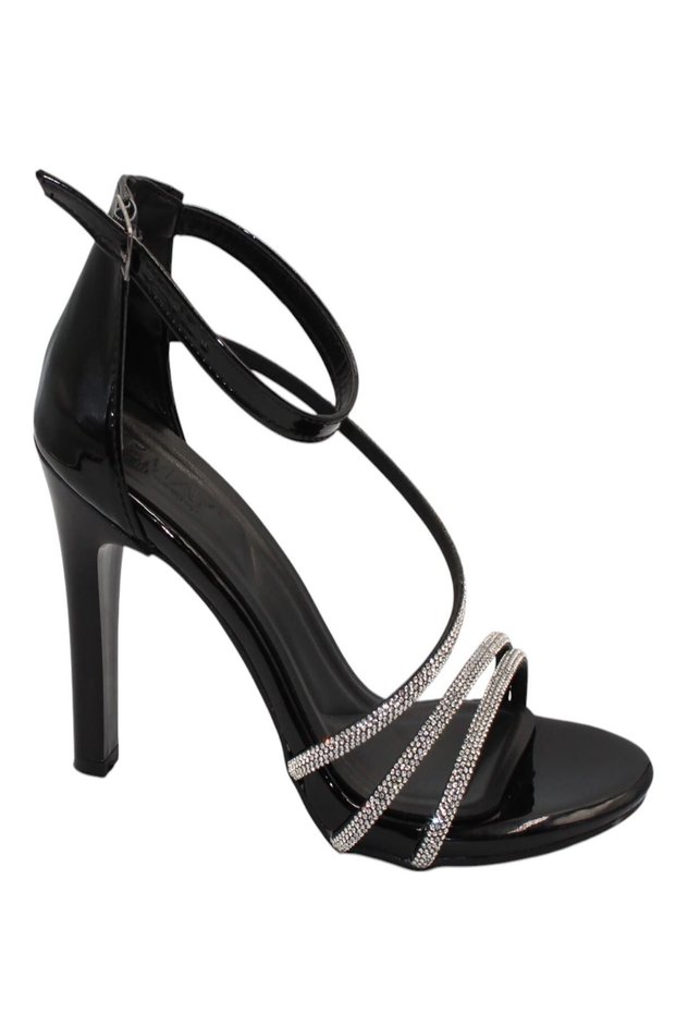 Black Women's 10 cm Ankle Belt Heeled Shoes