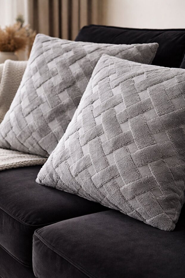 Welsoft Bone Woven Throw Pillow Cover Set of 2
