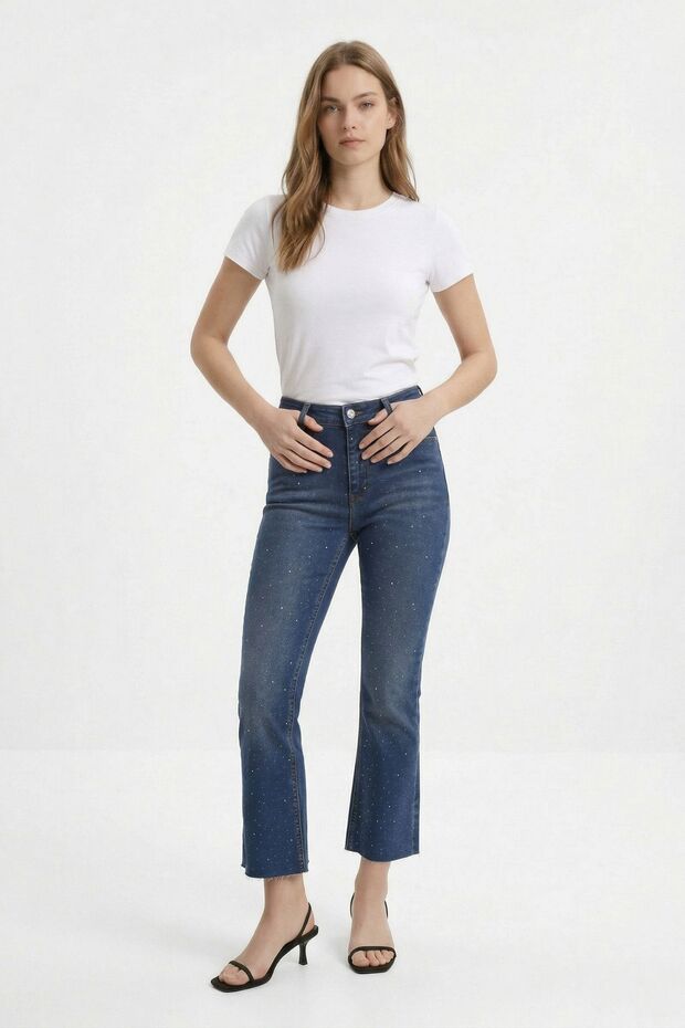 Tint Brown Stonewashed Spanish Flared Jeans 3047-2