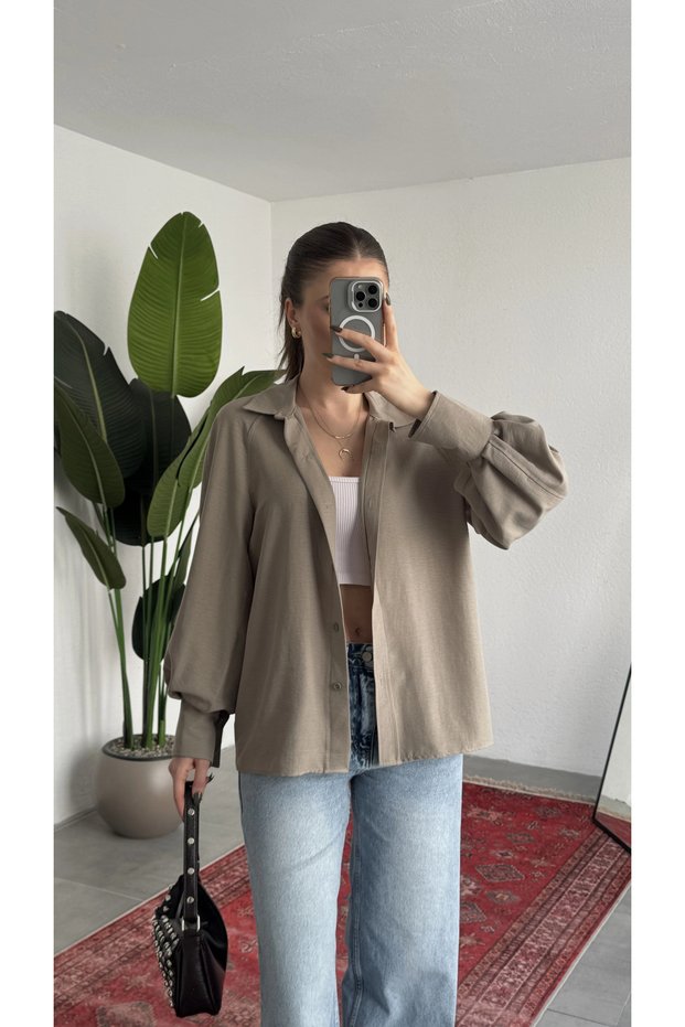 Women's Mink Oversize Modal Tencel Fabric Shirt Long Sleeve Loose Cut Buttoned Casual Stylish Shirt