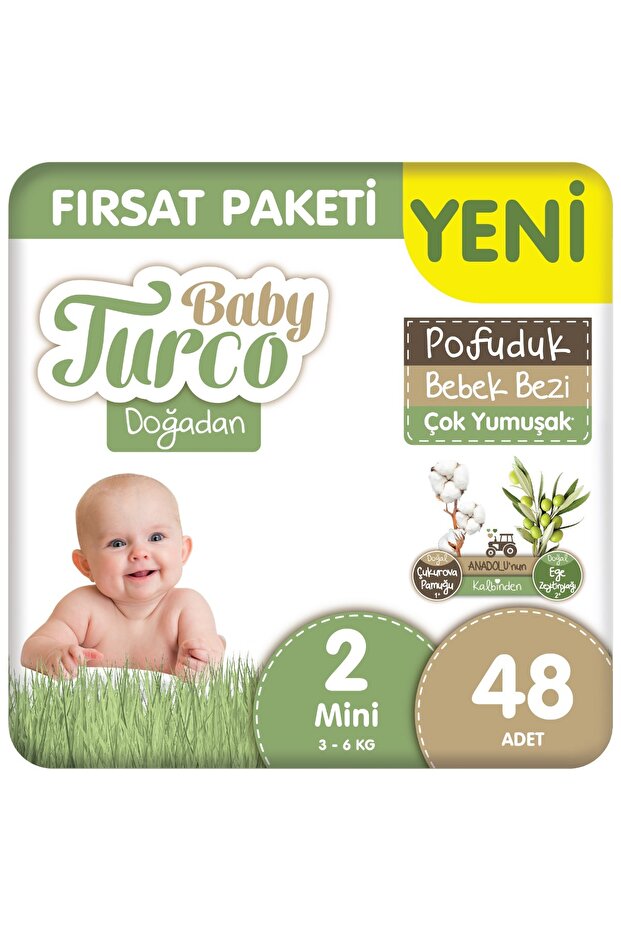 Doğadan Opportunity Package Fluffy Baby Diapers Size 2 Mini 48 Pieces