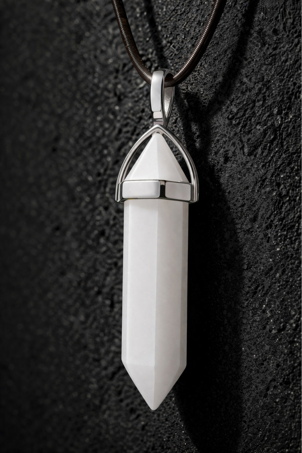 Natural Quartz Stone Necklace – Stylish and Energy-Infusing Necklace with White Crystal Tip