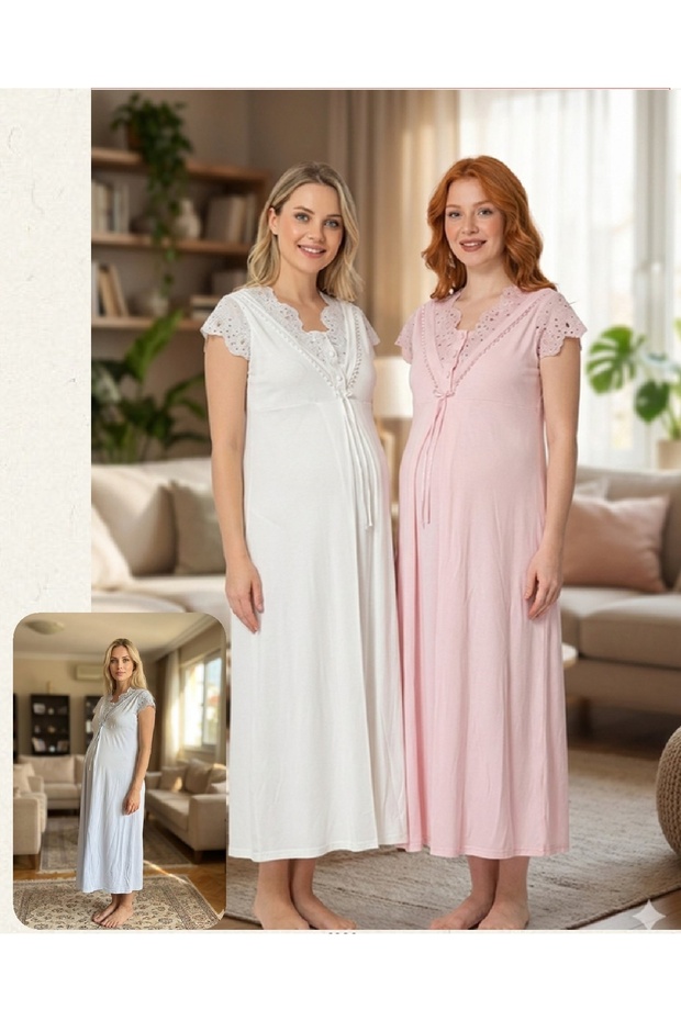 Women's Lace Maternity Nightgown 6220 (Blue Available)