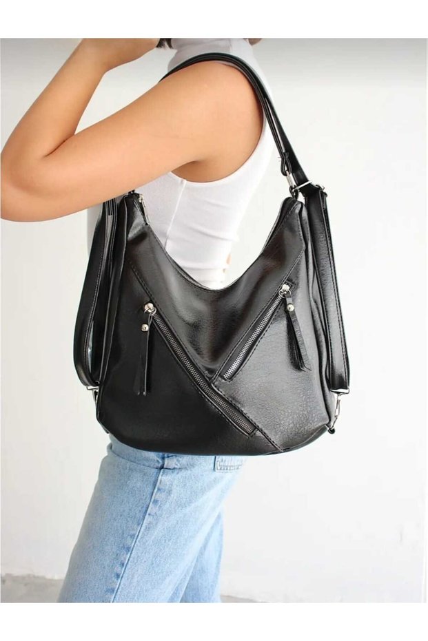 Women's Multi-Compartment Shoulder Bag Adjustable Crossbody Strap and Backpack Daily Use Large Size