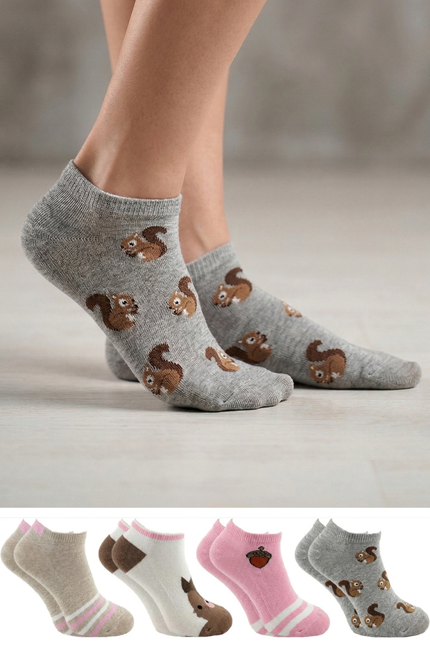 Women's Cotton Booties Socks Colorful 4-Piece Pack