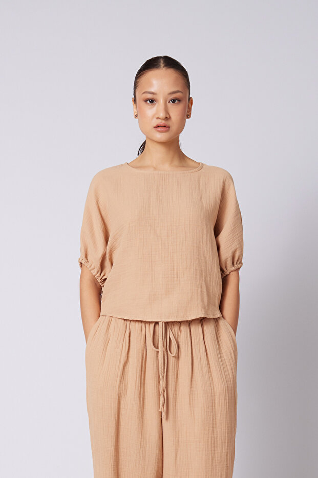 Fluffy Sleeves Cotton Blouse