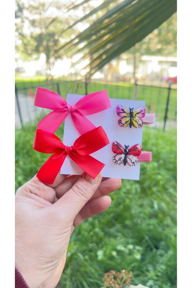 Colorfly Children's 4-Piece Buckle Set-2 Butterflies, 2 Ribbons