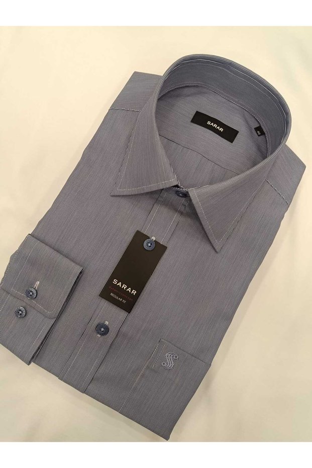 Woven Fabric Classic Pocketed Regular Fit Shirt with Textured Design