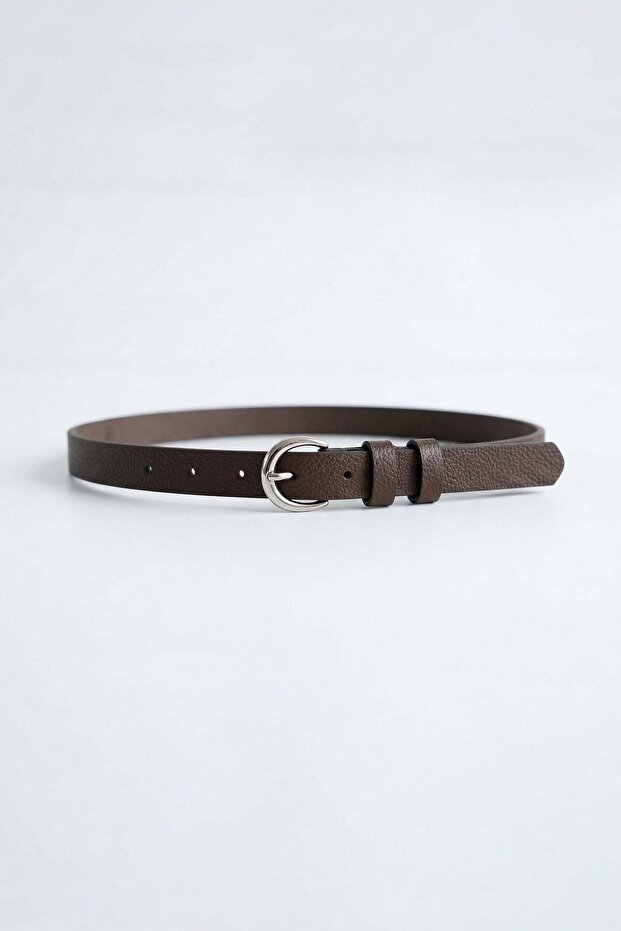 Men's Smart Casual Thin Metal Buckle Belt Brown