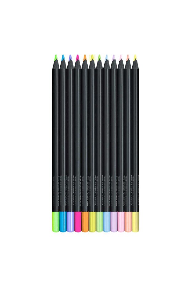 Faber-Castell Black Edition Supersoft Lead Colour Pencils (Neon+Pastel), Pack of 12
