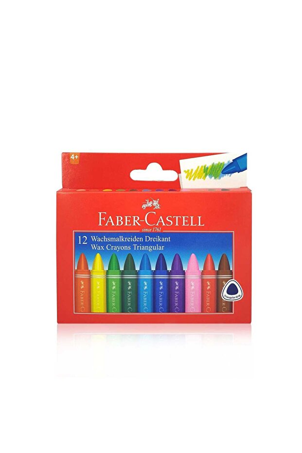 Faber-Castell Triangular Wax Crayons 12 Pieces