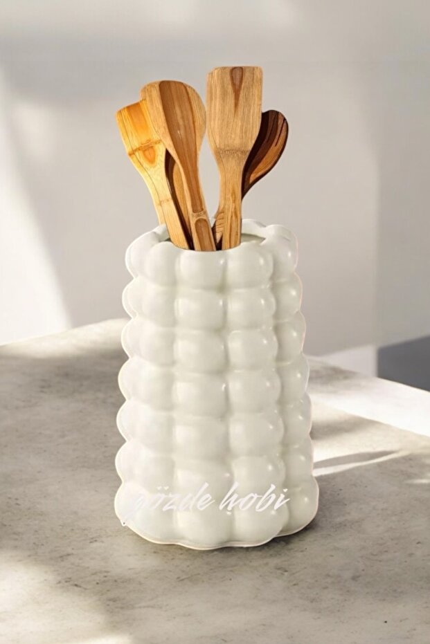 Bubble Spoon Holder | Bubble Countertop Upright Spoon Holder Organizer - Stone Powder Vase-Spoon Holder