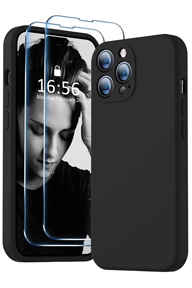 Premium Liquid Silicone Case for iPhone 14 Pro 6.1-Inch - Includes 2 9H Tempered Glass Screen Protec