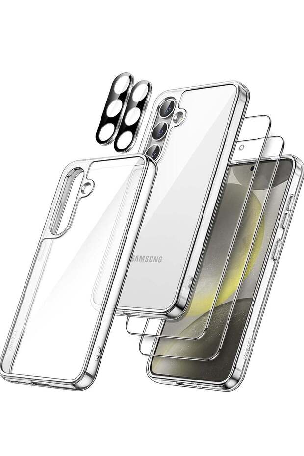 5 in 1 Case for Samsung Galaxy S24 5G with 2-Pack Each Tempered Glass Screen Protector and Camera Le