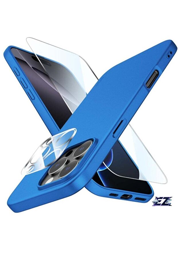 "Ultra-Thin Matte Blue iPhone 16 Pro Case with Enhanced Lens & Screen Protectors – Shockproof, Anti-