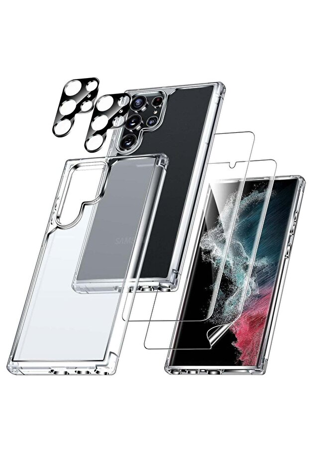 5-in-1 Protection Kit for Samsung S23 5G – Matte Clear Case, Includes 2 Camera Lens Protectors & 2 S