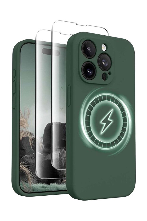iPhone 15 Pro Max Case Silicone, Compatible with MagSafe, [Camera Protection][2X Screen Protectors]