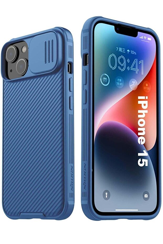 Case for iPhone 15 Camshield Cover with Slide Camera Lens Protection - PC Back & TPU Bumper, Anti-Fi