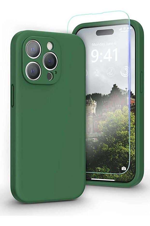 Liquid Silicone Case for iPhone 14 Pro Max with Screen Protector [Camera Protection] [Microfiber Lin
